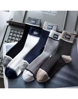 1 pair Men's Mid-Calf Socks, Autumn & Winter, Cotton Moisture-Wicking, Anti-Odor, Thick & Warm, Breathable Athletic Socks