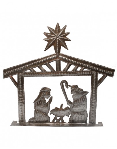 Stable Nativity Metal Art